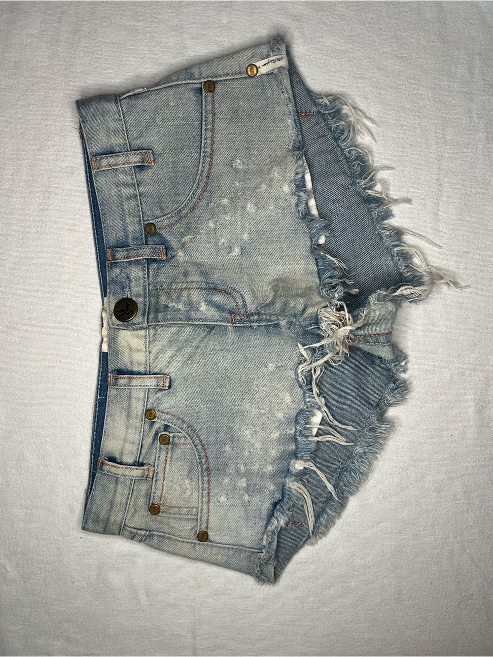 One Teaspoon Light Blue Distressed Denim Cutoff Shorts